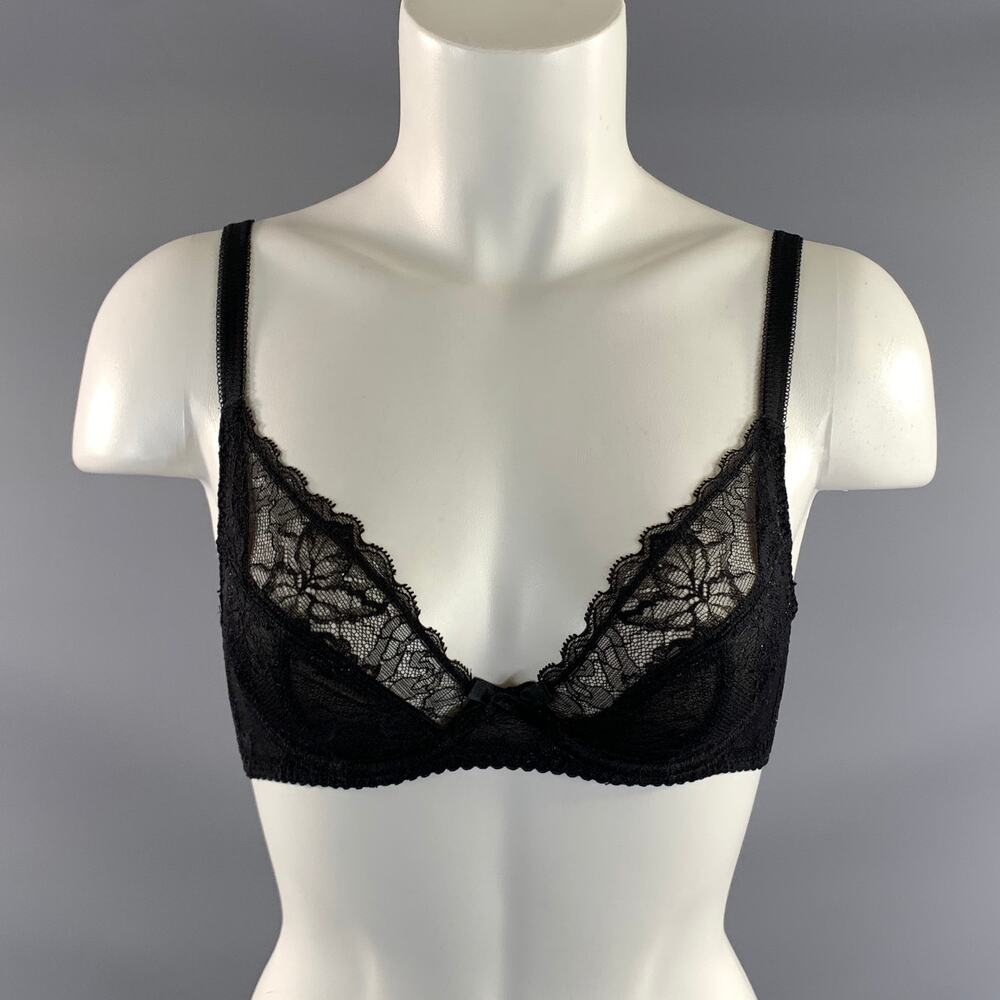 AGENT PROVOCATEUR Size 32 Black Polyamide Blend Lace Bralette Lingerie